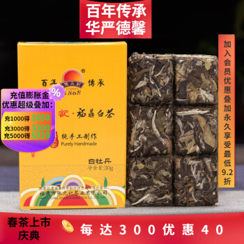 张元记  2015年白牡丹茶砖 福鼎白茶 巧克力迷你茶砖30g 2015年 30g