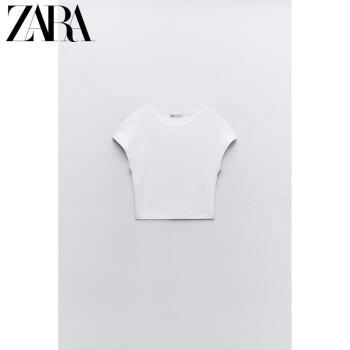 ZARA女装 棉及莫代尔混纺圆领短袖T恤 3641325 250 白色 S (165/84A)