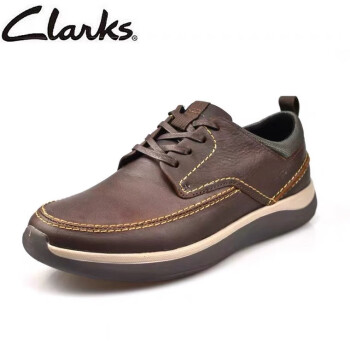 Clarks其乐男鞋新款系带休闲皮鞋圆头舒适轻便厚底低帮男单鞋 棕色 42