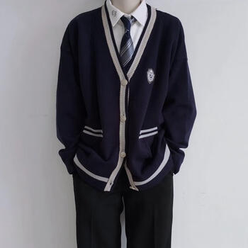 YFZB高中生外套男春秋本聿中 日系JK/DK制服宽松针织衣开衫女秋冬新款 本聿中浓绀色 XS