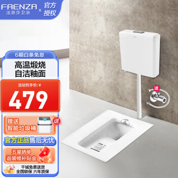 法恩莎（FAENZA） 蹲便器自洁施釉冲水箱套装防臭防滑陶瓷蹲坑蹲厕便池套装 预售 5607带水箱【带存水弯高度260】