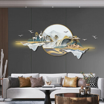 福雕家饰客厅壁饰 新中式客厅装饰画 沙发背景墙挂画墙面装饰3d立体带