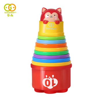 谷雨彩虹叠叠杯早教婴儿玩具儿童宝宝玩具叠叠乐1-3岁儿童生日礼物 G108 谷雨彩虹叠叠杯