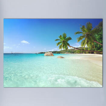 马尔代夫海报沙滩大海风景贴纸海边山水沙滩蓝天白云图片装饰挂画 背胶（背面带胶，撕掉可贴） 42×30厘米大海 1007
