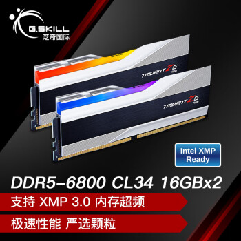 芝奇（G.SKILL）32GB(16Gx2) DDR5 6800 台式机内存条-幻锋戟RGB灯条(科技银)/Intel XMP/C34