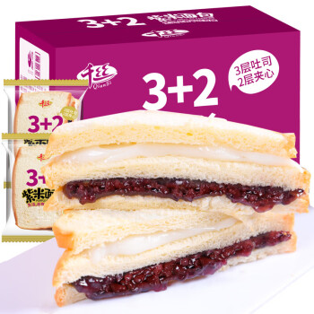 千丝3+2紫米面包400g 奶酪黑米夹心吐司早餐蛋糕点心速食【新】 3+2紫米面包400g【新鲜短保】