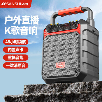 山水（SANSUI）D35广场舞音响户外K歌直播带声卡超重低音炮大音量手提便携式蓝牙音箱小型播放器大功率无话筒