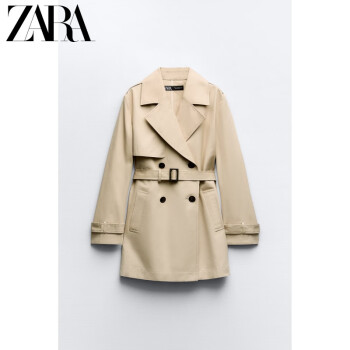 ZARA24春季新品 女装 配腰带短风衣 2271946 743 浅驼色 XS (160/80A)