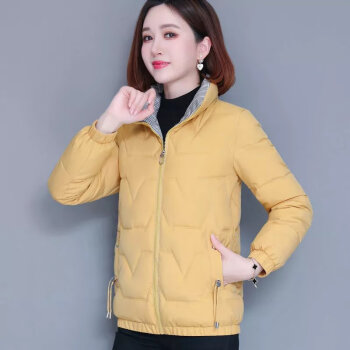 诗兰哥弟菲棉服女短款韩版冬装新款保暖外套洋气棉衣时尚女士小棉袄显瘦 黄色 M 85-斤