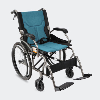 AUFU 佛山轮椅折叠便携式超轻便铝合金儿童老人小轮旅行飞机轮椅车 带手刹免充气轮胎 免充气大轮FS863