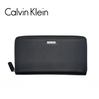 卡文克莱（Calvin Klein）男士钱包长款真皮轻奢商务拉链皮夹手拿包 79441-黑色