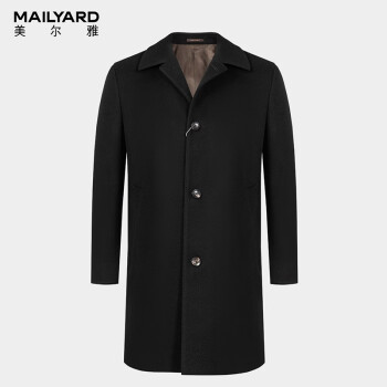 MAILYARD/美尔雅羊毛大衣 含山羊绒商务男士中长款毛呢外套 187 黑色 48