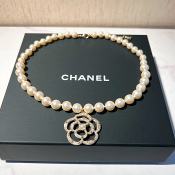 【二手99新】香奈儿（Chanel）项链颈链 双c珍珠款 山茶花颈链 礼物节日送女友 珍珠拼钻山茶花珍珠颈链