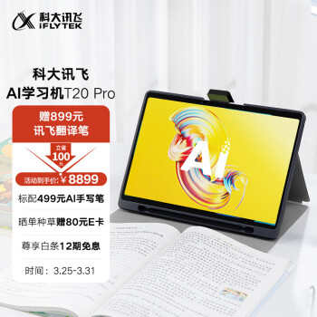 科大讯飞AI学习机T20 Pro 13.3英寸 大屏护眼平板 学生平板 学习机平板 英语学习机 家教机 8+512GB