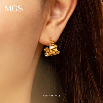 MGS曼古银潮流耳环耳钉女新款设计感镀金不对称几何耳饰生日礼物女 镀金A款耳环