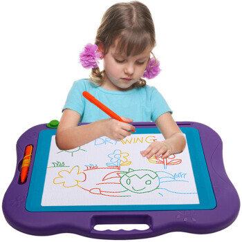 琪趣 儿童画板彩色磁性超大号写字板宝宝笔涂鸦板婴幼儿1-2-3岁早教玩具学习绘画玩具 44X34CM超大号紫色9988A 官方标配