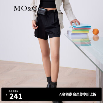 MO&Co.夏薄款短裤西装裤女MBB2SOT024 摩安珂 黑色 XS/155