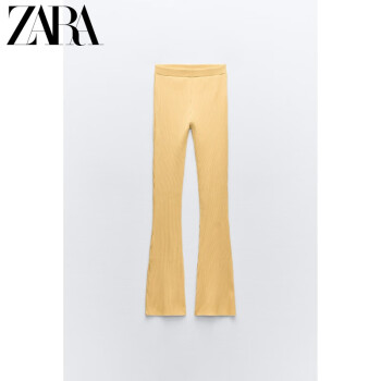 ZARA24夏季新品 女装 罗纹喇叭裤 0858309 306 浅黄色 S (165/66A)