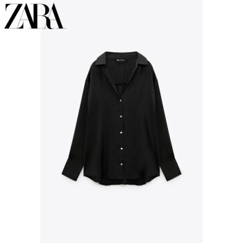 ZARA新款 女装 黑色缎面垂性衬衫 3666182 800 黑色 XS (160/80A)