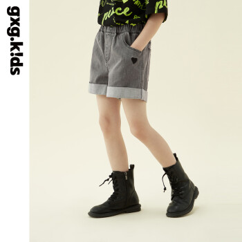 gxg.kids[冰氧吧]GXG童装女童短裤夏季新款儿童凉爽透气牛仔裤潮 灰色 110cm