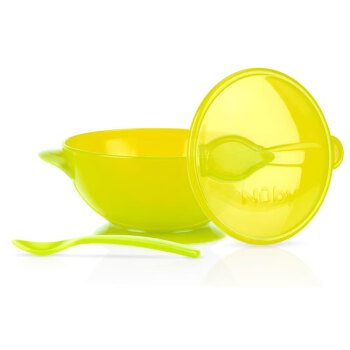 NUBY（努比）便携吸盘碗婴儿辅食碗带吸盘吃饭碗儿童餐具附勺子 绿色