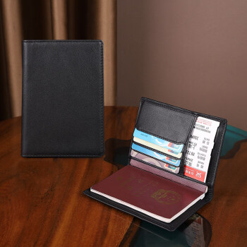 奢顿（SHRRADOO）护照包卡包男士轻薄便携旅行护照防盗刷护照保护套真皮套 黑色