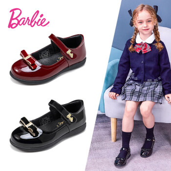 芭比（BARBIE）女童黑皮鞋春秋季儿童单鞋女演出鞋软底公主鞋 DA5806 黑色 36码 