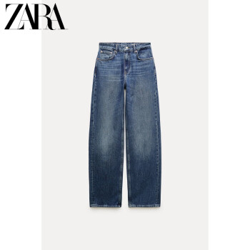 ZARA24春季新品 女装 ZW 系列高腰宽松阔腿牛仔裤 9863045 400 蓝色 32 (160/58A)