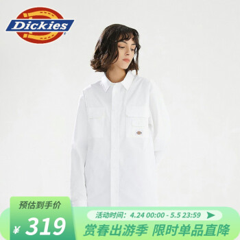 【商场同款】Dickies衬衫 男士多口袋工装衬衫 秋冬纯色长袖上衣  10118 白色 S