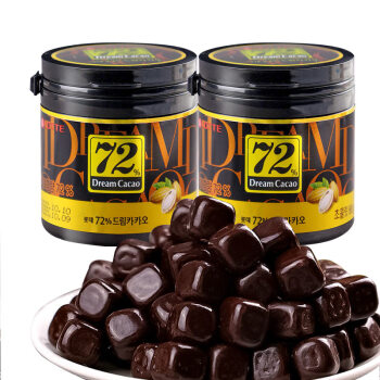 乐天黑巧克力韩国进口lotte梦 巧克力豆零食黑巧 72%巧克力豆2 罐装 172g
