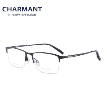 夏蒙（Charmant）近视眼镜架 钛合金眼镜CH10372 BK/黑色 单框