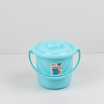 美翔小水桶塑料桶小号家用提水桶装水桶加厚彩色带盖儿童手提桶 3.5L蓝色