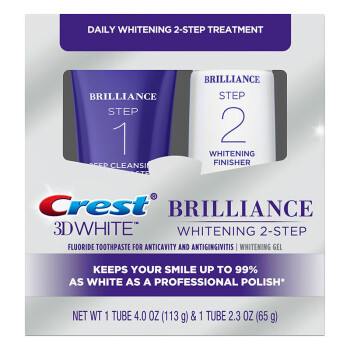 佳洁士（CREST）美国进口Crest 3D White Brilliance去牙渍双管牙膏 美国制造 美版佳洁士双管牙膏套装113+65g