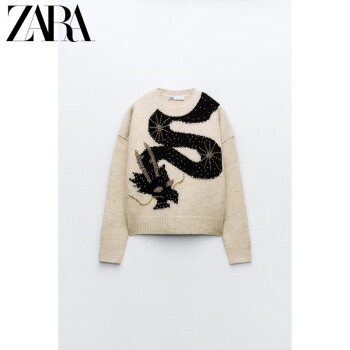 ZARA龙年限定 女装动物图案针织衫 0021001 711 沙色 XS (160/80A)