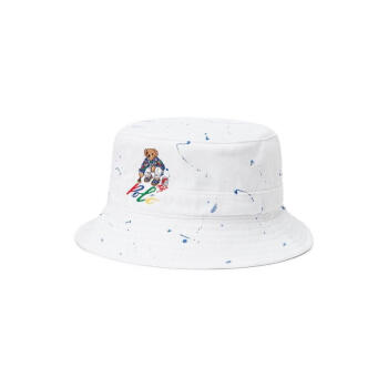 Polo Ralph LaurenPolo 男士帽子 小熊泼漆遮阳帽通风透气舒适渔夫帽日常百塔休闲帽 White SM/MD