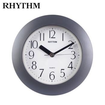 丽声（RHYTHM）丽声时钟挂钟座钟台钟钟表浴室厨房防水4KG652 深灰色 7英寸