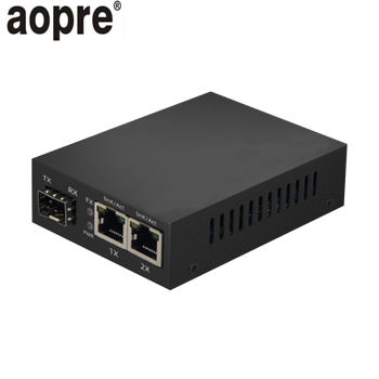 aopre 电信级千兆1光1电SFP光纤收发器LC接口光电转换器 一台 千兆1光2电 一台价 LC单模双纤  （含光模块）