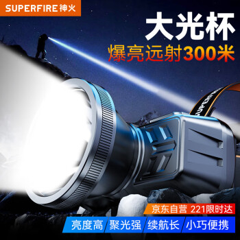神火（SupFire）HLJ02头灯强光夜钓钓鱼专用充电户外超亮LED头戴式超轻小号型