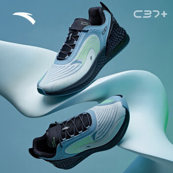 安踏男鞋 C37 2.0软跑鞋春季运动鞋子男鞋跑步鞋子网布减震透气 C37薄蓝色 39