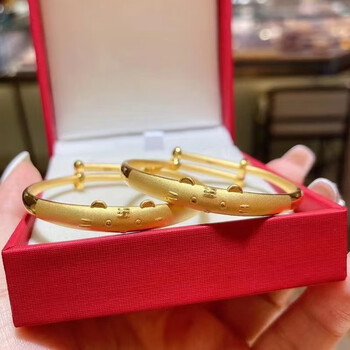 小腰金小老虎宝宝手镯黄金一对999足金童镯虎年本命年婴儿满月金饰礼物 单只宝宝老虎黄金手镯约5.95克