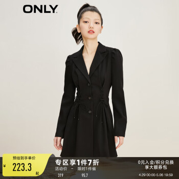 ONLY新款时尚交叉绑带收腰短款西装连衣裙女|122407036 H1Z黑色 170/88A/L