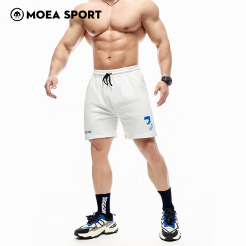 墨立方（MOEA）原创潮牌短裤男士抽绳夏季24新款吸汗运动健身训练五分中裤 白色 165/70A/S