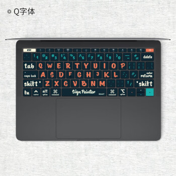 SkinAT 适用于MacBook键盘 苹果笔记本电脑Pro/Air键盘膜 Mac键盘保护贴 Q字体 Pro 14 M3 (A2992)