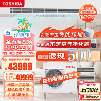 东芝（TOSHIBA）家用中央空调多联机全直流变频新一级能效嵌入式 6匹一拖五 包安装	