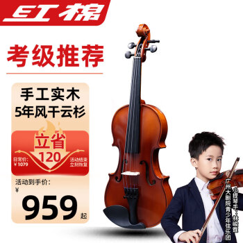 红棉（Kapok）小提琴专业演奏考级纯手工实木小提琴成人儿童大学生S-40 3/4