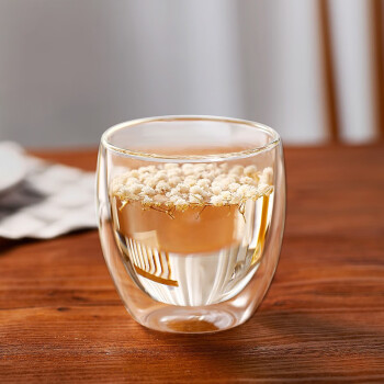 禾艾苏（heisou） 耐热双层玻璃杯咖啡杯牛奶杯果汁杯办公水杯家用杯子 250ml双层杯