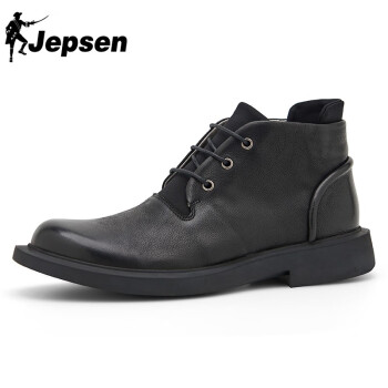 JEPSEN 吉普森冬季中帮黑色皮靴英伦复古马丁靴靴子男百搭简约短靴B05X2 B05X2黑色 38