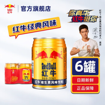 红牛（RedBull）红牛维生素风味饮料250ml*6罐运动健身补充能量实惠小包装