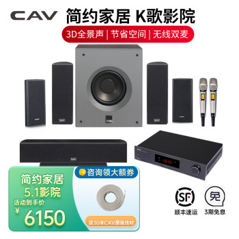 CAV AL20 5.1家庭影院套装 家庭ktv 挂壁式电视回音壁无线环绕音响组合卡拉ok音箱套装 蓝牙无线话筒 套装一：AL20 K套装 家庭音响套装家庭ktv音响套装