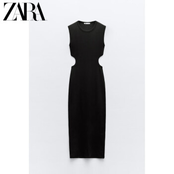 ZARA24夏季新品 女装 镂空装饰迷你连衣裙 2335006 800 黑色 S (165/84A)